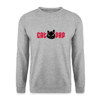 Chat sauvage Chat Papa - Sweat-shirt Unisexe - gris chiné - Devant - Alina (178cm) & Michal (187cm)