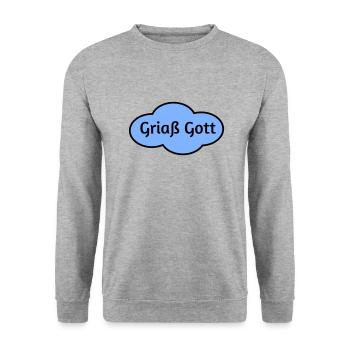 Griaß Gott - Unisex Pullover - Weißgrau meliert - Vorne - Alina (178cm) & Michal (187cm)