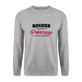 Bouder et princesse / humour enfant fille - Sweat-shirt Unisexe - gris chiné - Devant - Alina (178cm) & Michal (187cm)