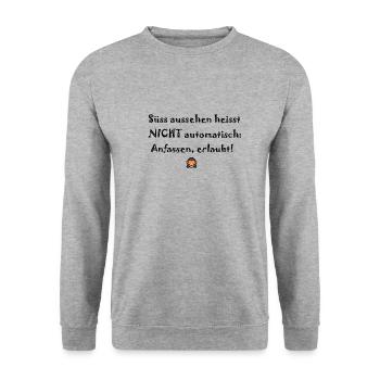 nicht anfassen, don`t touch - Unisex Pullover - Weißgrau meliert - Vorne - Alina (178cm) & Michal (187cm)
