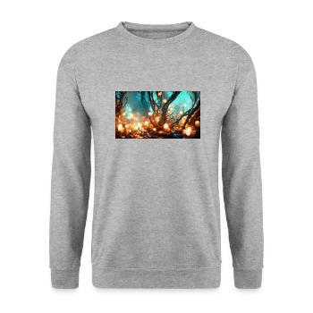 Colorful Fairy Lights in Enchanted Forest Version 3 - Unisex Sweatshirt - salt & pepper - Front - Alina (178cm) & Michal (187cm)