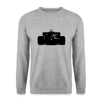 Formular Auto (Schwarz/Weiß) - Unisex Pullover - Weißgrau meliert - Vorne - Alina (178cm) & Michal (187cm)