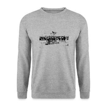 MTB Downhill Mountainbike - Unisex Pullover - Weißgrau meliert - Vorne - Alina (178cm) & Michal (187cm)