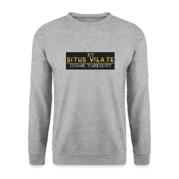Sieht aus wie Latein, ist es aber nicht.EXKLUSIVE - Unisex Pullover - Weißgrau meliert - Vorne - Alina (178cm) & Michal (187cm)