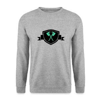 Axes Coat of Arms - Unisex Sweatshirt - salt & pepper - Front - Alina (178cm) & Michal (187cm)