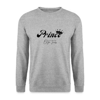 Prince of the Family - passendes T-Shirt - Unisex Pullover - Weißgrau meliert - Vorne - Alina (178cm) & Michal (187cm)