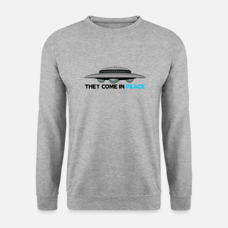 UFO - Sie kommen in Frieden - Unisex Pullover - Weißgrau meliert