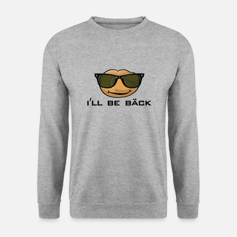 ill be back mit Gebäck - Unisex Pullover - Weißgrau meliert