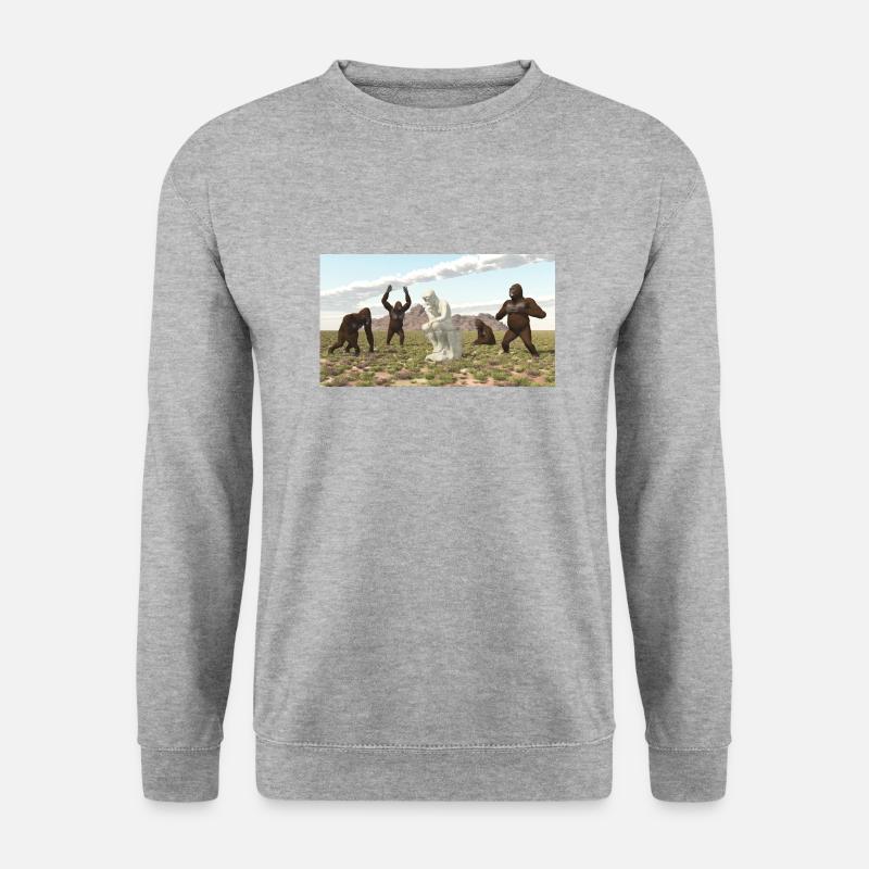 Gorillas with Thinker Sculpture - Unisex Sweatshirt - salt & pepper
