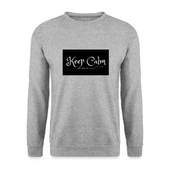 Keep Calm and Carry on. Weitermache. - Unisex Pullover - Weißgrau meliert - Vorne - Alina (178cm) & Michal (187cm)