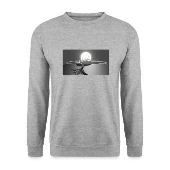 Sonne und Baum - Unisex Pullover - Weißgrau meliert - Vorne - Alina (178cm) & Michal (187cm)