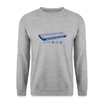 Harmonica Blues Japanese - Unisex Pullover - Weißgrau meliert - Vorne - Alina (178cm) & Michal (187cm)