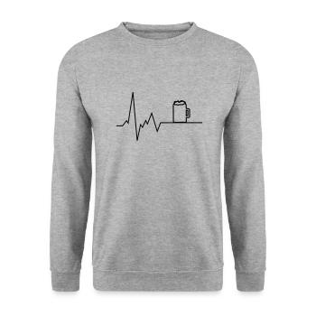 herzschlag bier - Unisex Pullover - Weißgrau meliert - Vorne - Alina (178cm) & Michal (187cm)