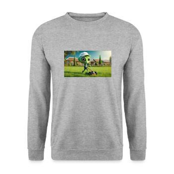 mignon petit vert rétro vintage alien tous les jours - Sweat-shirt Unisexe - gris chiné - Devant - Alina (178cm) & Michal (187cm)