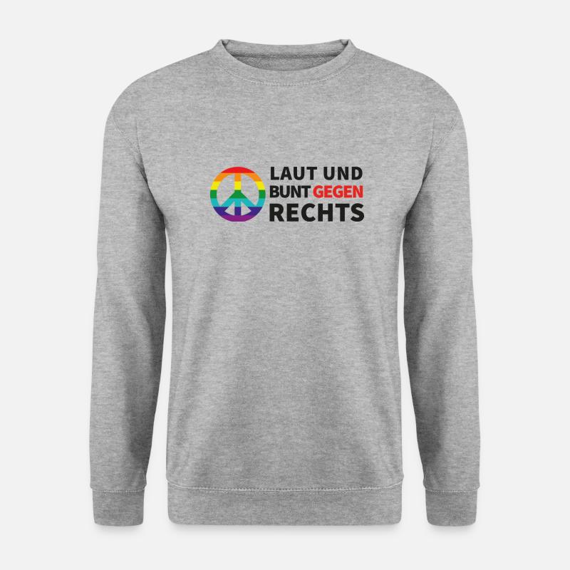 Laut und bunt gegen rechts - Unisex Pullover - Weißgrau meliert