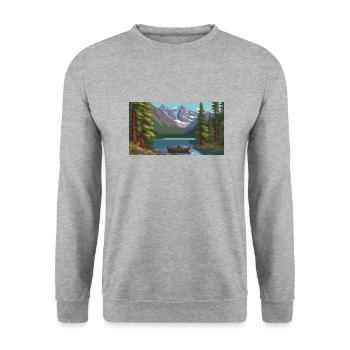 Banff National Park, Canada - Pixel Art - Unisex Sweatshirt - salt & pepper - Front - Alina (178cm) & Michal (187cm)