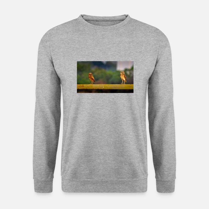 Niedliche Eulen - Unisex Pullover - Weißgrau meliert