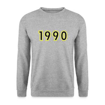 1990 Jahr Geburtstag - Unisex Pullover - Weißgrau meliert - Vorne - Alina (178cm) & Michal (187cm)