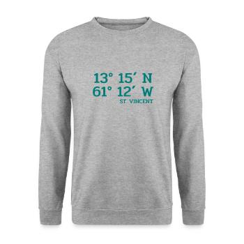 St. Vincent Coordinates - Koordinaten West Indies - Unisex Pullover - Weißgrau meliert - Vorne - Alina (178cm) & Michal (187cm)