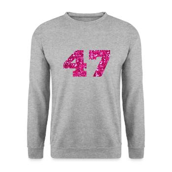 Number 47 Pink Glitter - 47th Anniversary - Unisex Sweatshirt - salt & pepper - Front - Alina (178cm) & Michal (187cm)