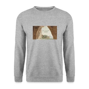 Just living the Moment - Unisex Pullover - Weißgrau meliert - Vorne - Alina (178cm) & Michal (187cm)