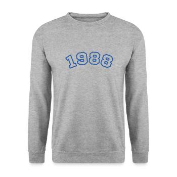 1988 Sport Blau - Unisex Pullover - Weißgrau meliert - Vorne - Alina (178cm) & Michal (187cm)