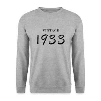 Jahrgang 1933 - Jubiläums-Geschenkidee - Unisex Pullover - Weißgrau meliert - Vorne - Alina (178cm) & Michal (187cm)