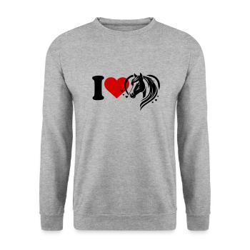 J’adore les chevaux - Sweat-shirt Unisexe - gris chiné - Devant - Alina (178cm) & Michal (187cm)