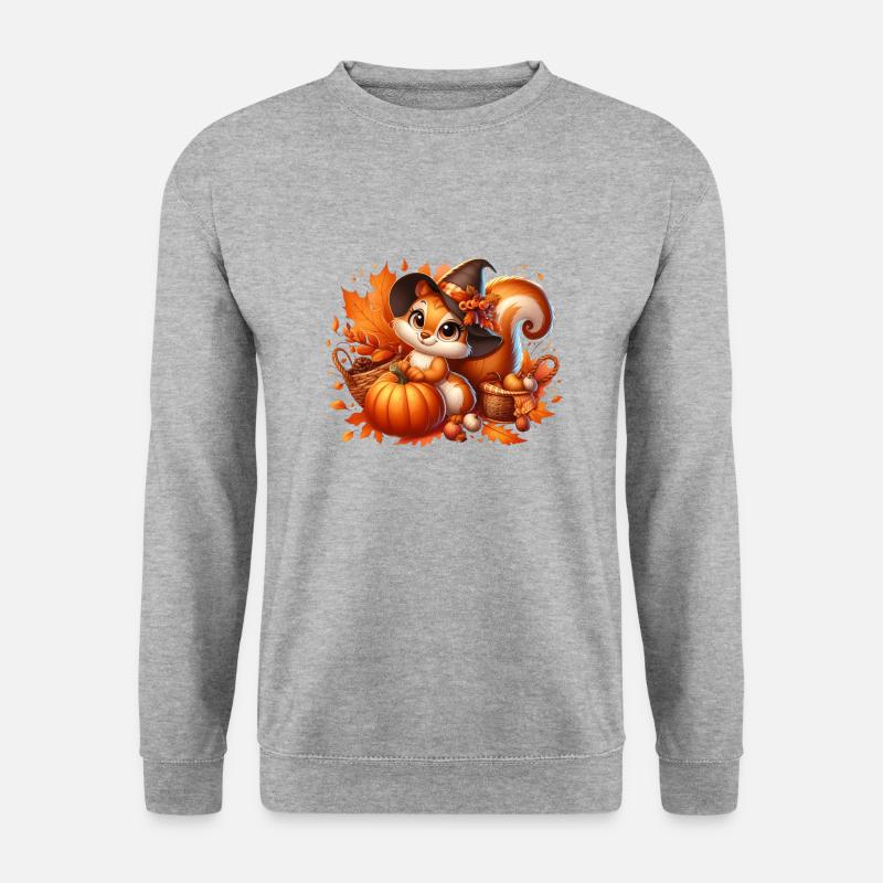Eichhörnchen Herbst2 - Unisex Pullover - Weißgrau meliert