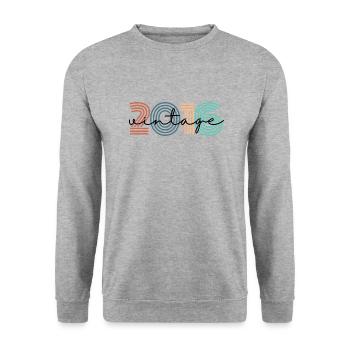 2016 vintage rétro - Sweat-shirt Unisexe - gris chiné - Devant - Alina (178cm) & Michal (187cm)