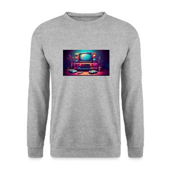 videospiel pop - Unisex Pullover - Weißgrau meliert - Vorne - Alina (178cm) & Michal (187cm)