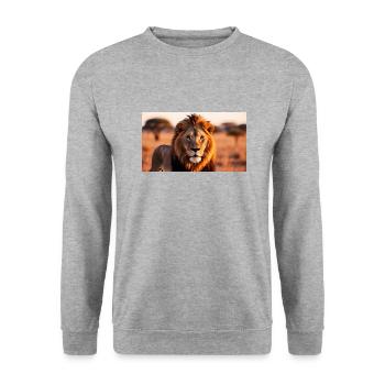 Lion - Sweat-shirt Unisexe - gris chiné - Devant - Alina (178cm) & Michal (187cm)