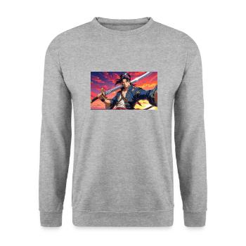 jiyuu no kaizoku - Unisex Pullover - Weißgrau meliert - Vorne - Alina (178cm) & Michal (187cm)