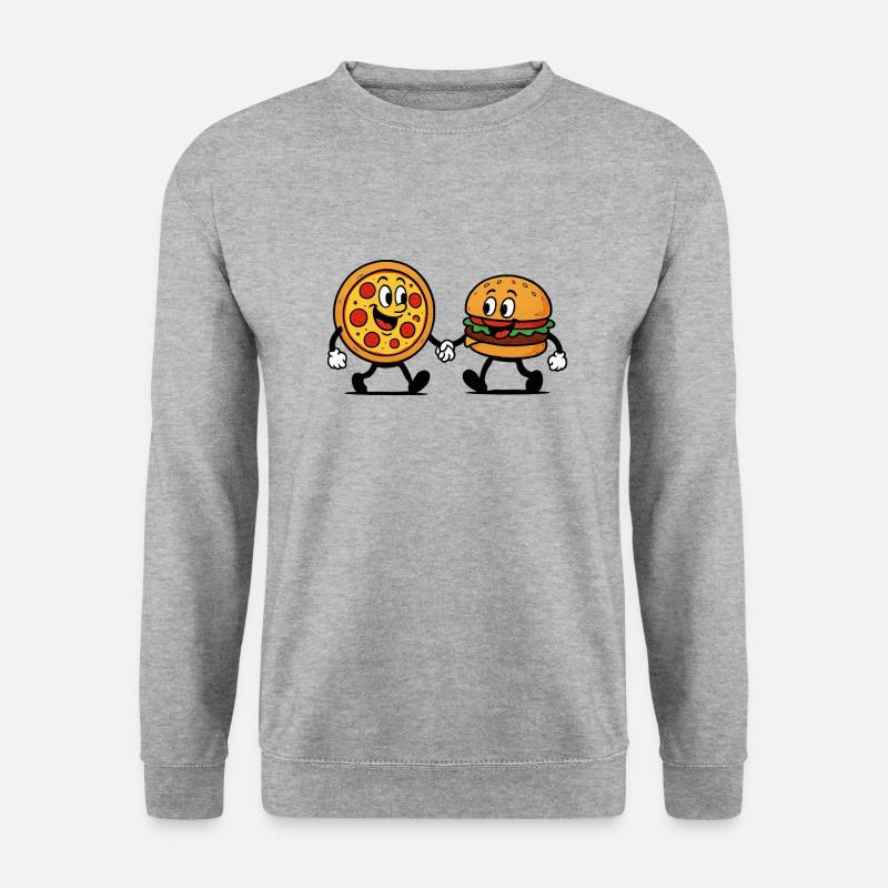 pizza burger - Unisex Pullover - Weißgrau meliert
