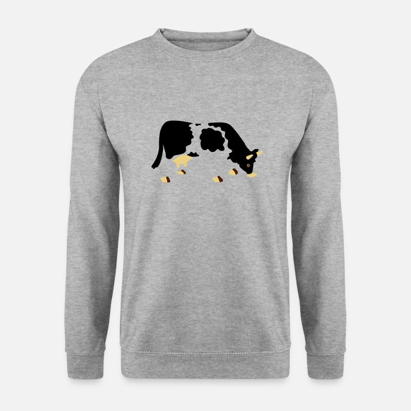 Kuh mit Löchern - Unisex Pullover - Weißgrau meliert