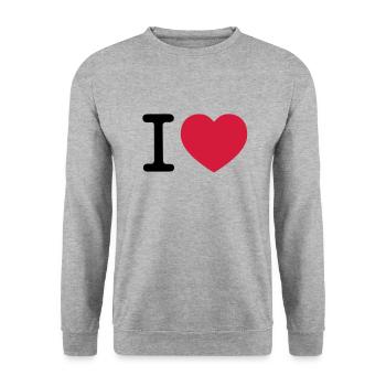 i love - Unisex Pullover - Weißgrau meliert - Vorne - Alina (178cm) & Michal (187cm)