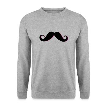 Funky Mustache - Unisex Pullover - Weißgrau meliert - Vorne - Alina (178cm) & Michal (187cm)