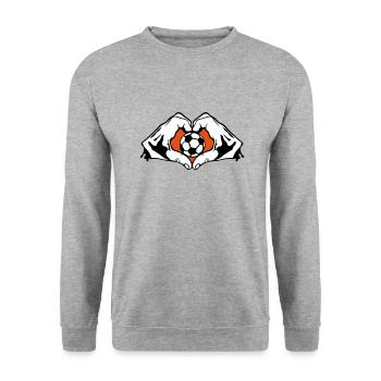 foot coeur love main football forme doigt - Sweat-shirt Unisexe - gris chiné - Devant - Alina (178cm) & Michal (187cm)