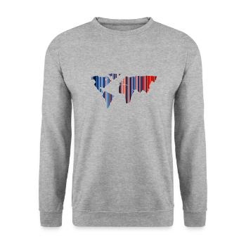 Carte du monde - Changement climatique - Rayons qui se réchauffent - Terre - Sweat-shirt Unisexe - gris chiné - Devant - Alina (178cm) & Michal (187cm)