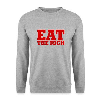 Eat the rich - Unisex Pullover - Weißgrau meliert - Vorne - Alina (178cm) & Michal (187cm)