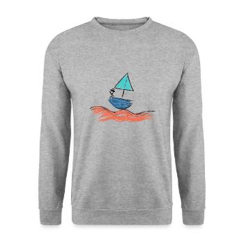 Pirat Schiff - Unisex Pullover - Weißgrau meliert - Vorne - Alina (178cm) & Michal (187cm)