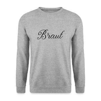 Braut - JGA - Hochzeit - Feier - Unisex Pullover - Weißgrau meliert - Vorne - Alina (178cm) & Michal (187cm)
