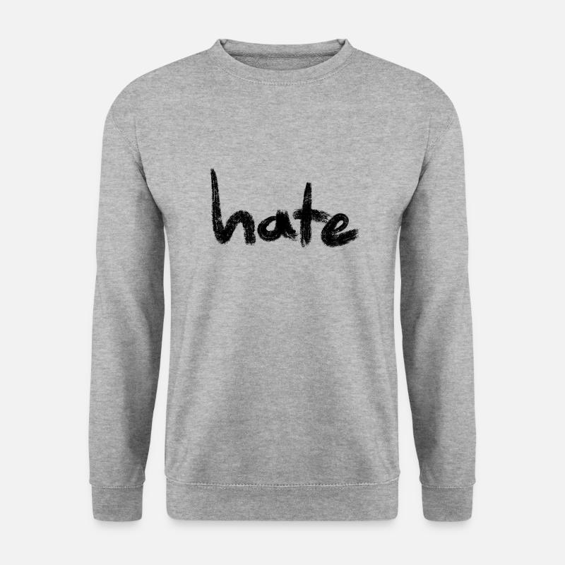 Hate Text Black - Unisex Pullover - Weißgrau meliert