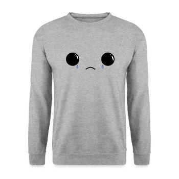 Cute sad face - Unisex Pullover - Weißgrau meliert - Vorne - Alina (178cm) & Michal (187cm)