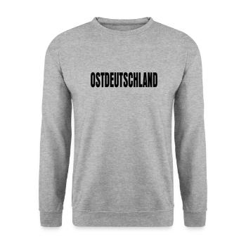 Ostdeutschland Schriftzug - Unisex Pullover - Weißgrau meliert - Vorne - Alina (178cm) & Michal (187cm)