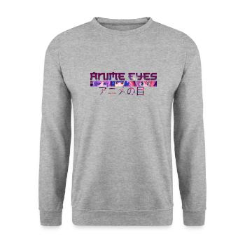 Anime Eyes - Comic - Tokyo - Unisex Pullover - Weißgrau meliert - Vorne - Alina (178cm) & Michal (187cm)