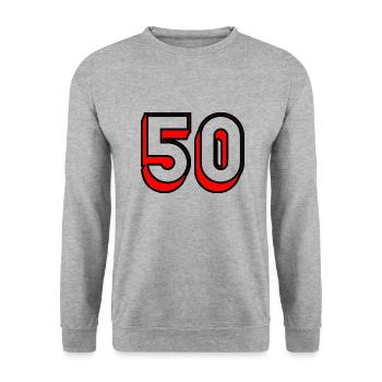 50. HAPPY BIRTHDAY. JOYEUX ANNIVERSAIRE - Sweat-shirt Unisexe - gris chiné - Devant - Alina (178cm) & Michal (187cm)