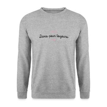 T-shirt EVJF "Divas pour toujours" - Sweat-shirt Unisexe - gris chiné - Devant - Alina (178cm) & Michal (187cm)