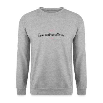 T-shirt EVJF "Nom cool en attente" - Sweat-shirt Unisexe - gris chiné - Devant - Alina (178cm) & Michal (187cm)