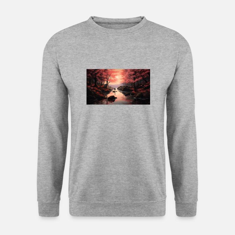 Cherry Trees Japanese Style - Unisex Pullover - Weißgrau meliert